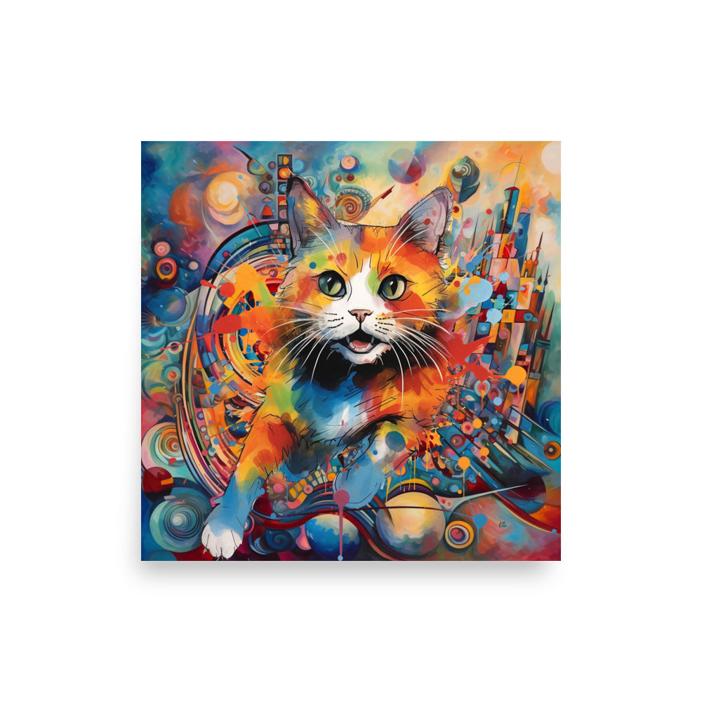 Escape the Matrix Abstract Cat Art Poster