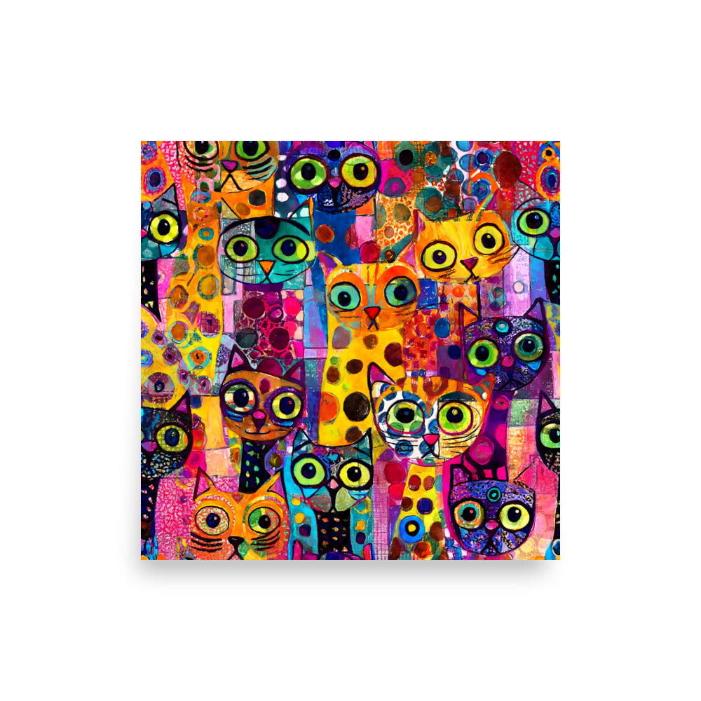 Cat Stories 1 Maximalist Abstract Art Poster