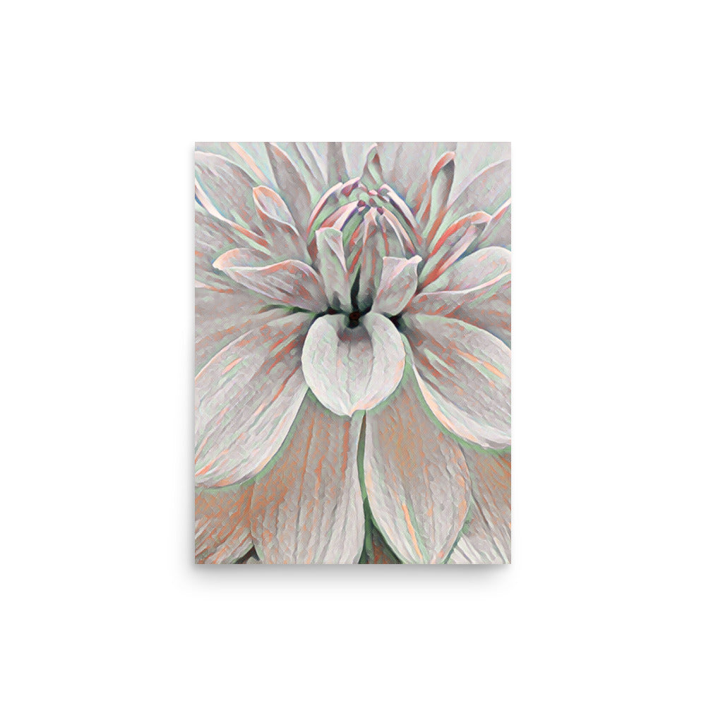 Dahlia Closeup Rose Gold Mint Floral Art Poster