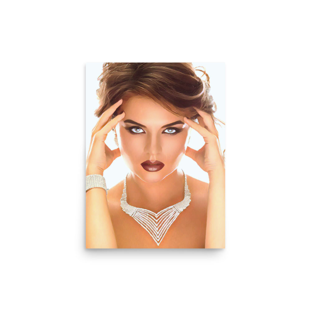 Gigi Woman in Diamonds Holding Head Art Poster