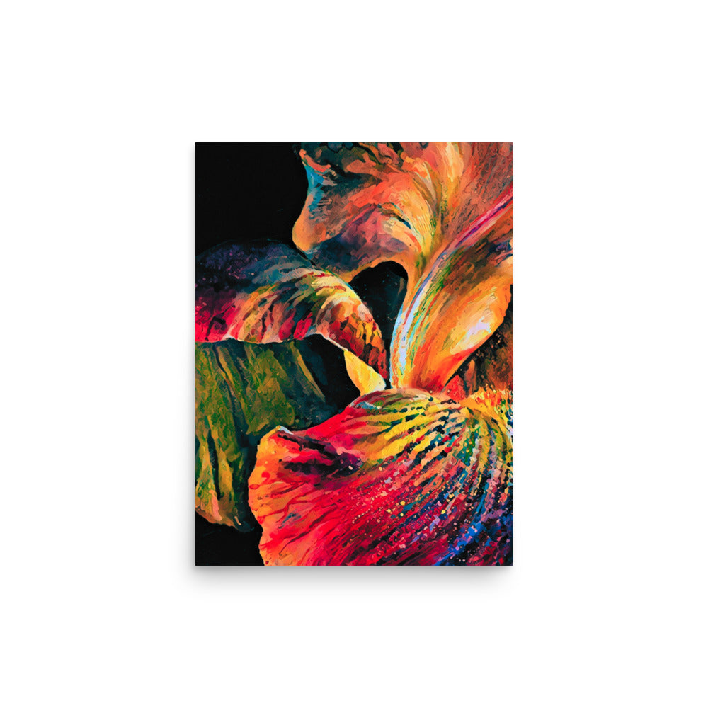 Iris Night Floral Abstract Art Poster