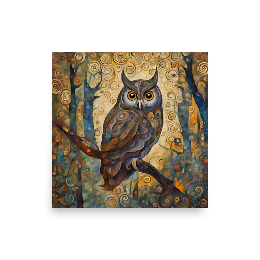 Mountain Forest Great Horned Owl Poster