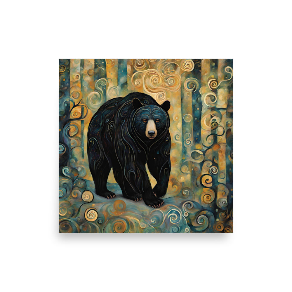 Mountain Forest Black Bear Poster