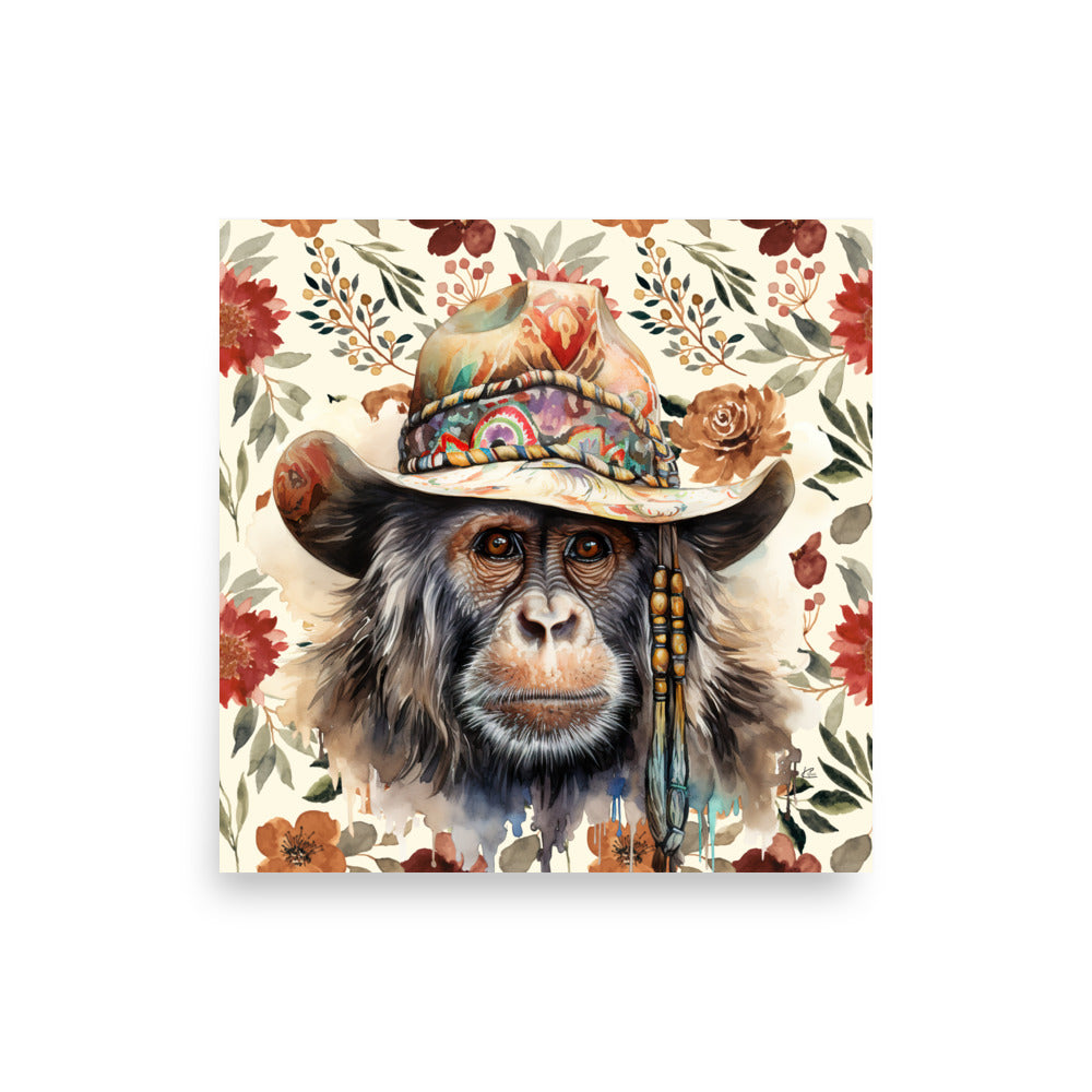 Bertie Bohemian Monkey Art Poster