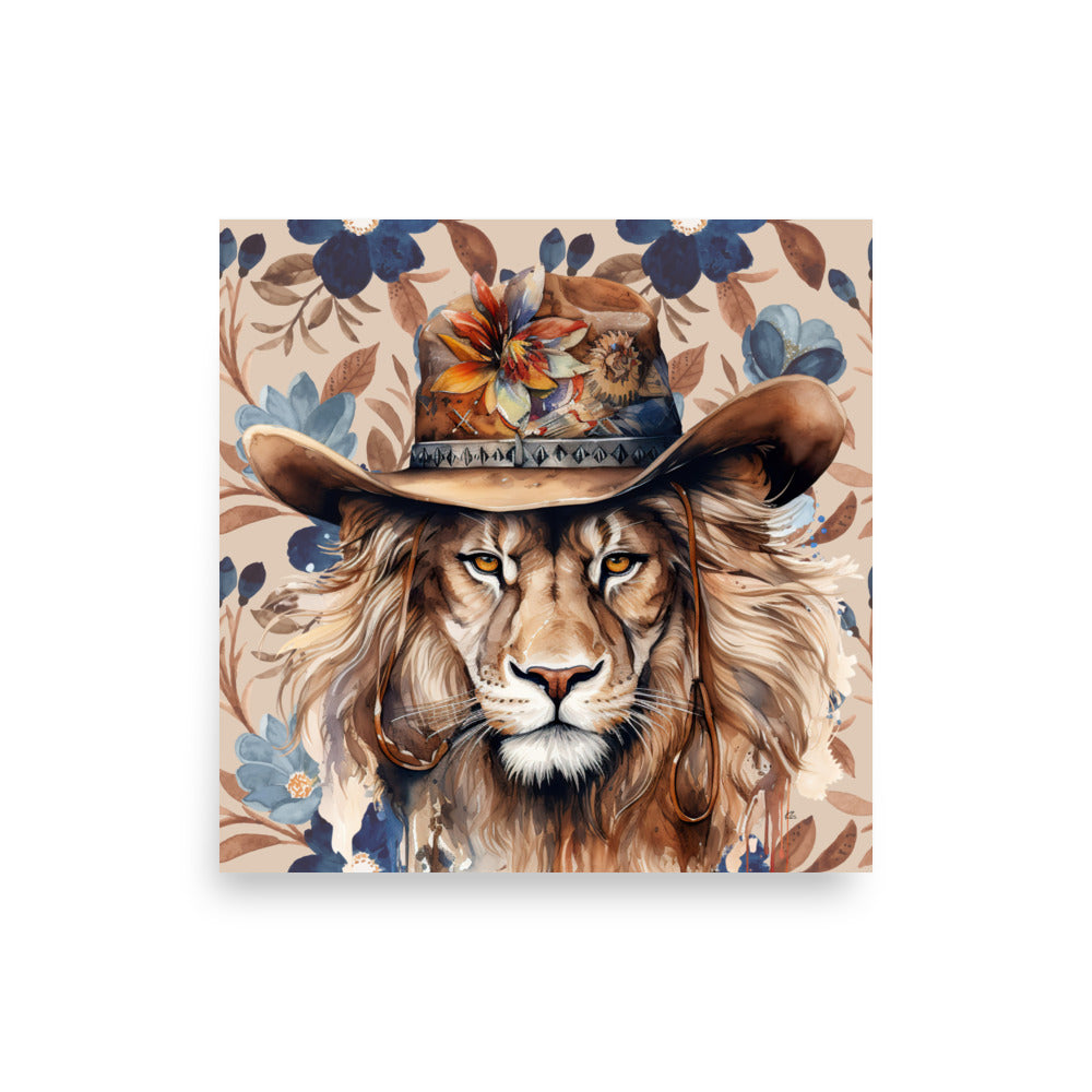 Bodhi Boho Lion in Hat Art Poster