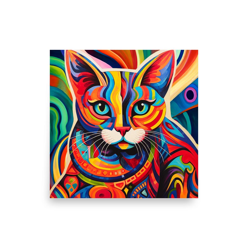 Saffron Colorful Abstract Cat Poster