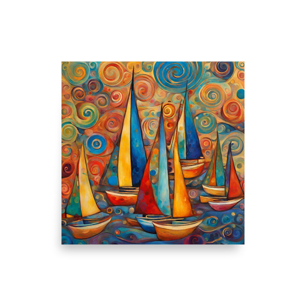 Colorful Sailboats Poster