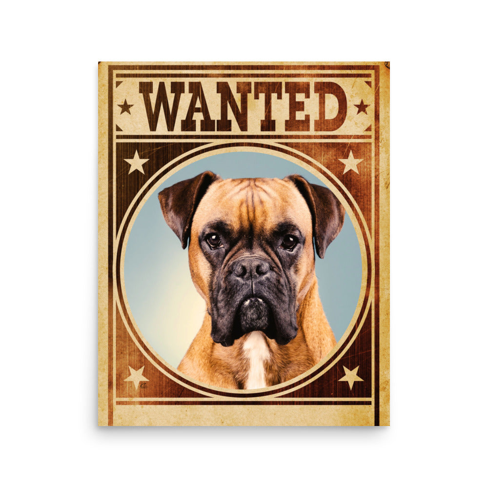 Boxer Mug Shot Wanted Poster