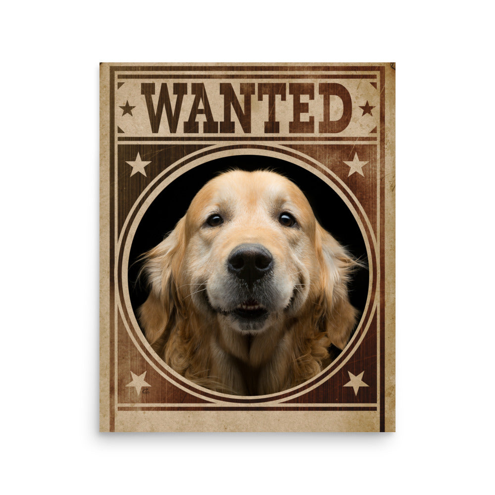 Golden Retriever Mug Shot Wanted Poster