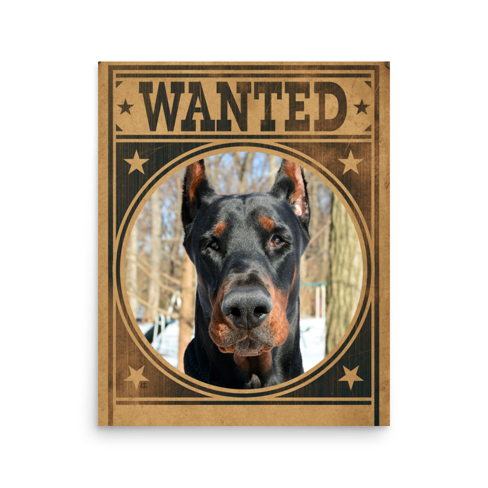 Doberman Pinscher Mug Shot Wanted Poster