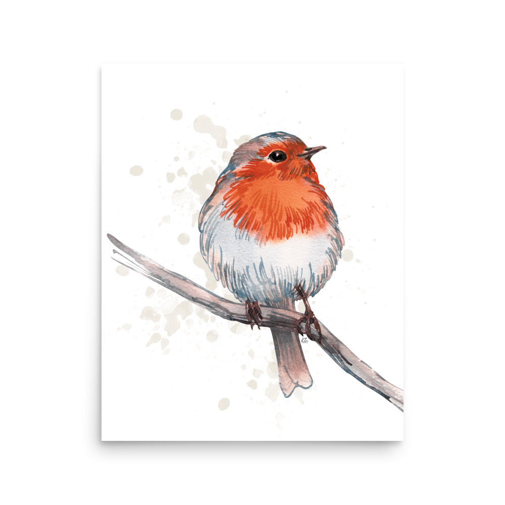 Watercolor Bird on Limb Poster