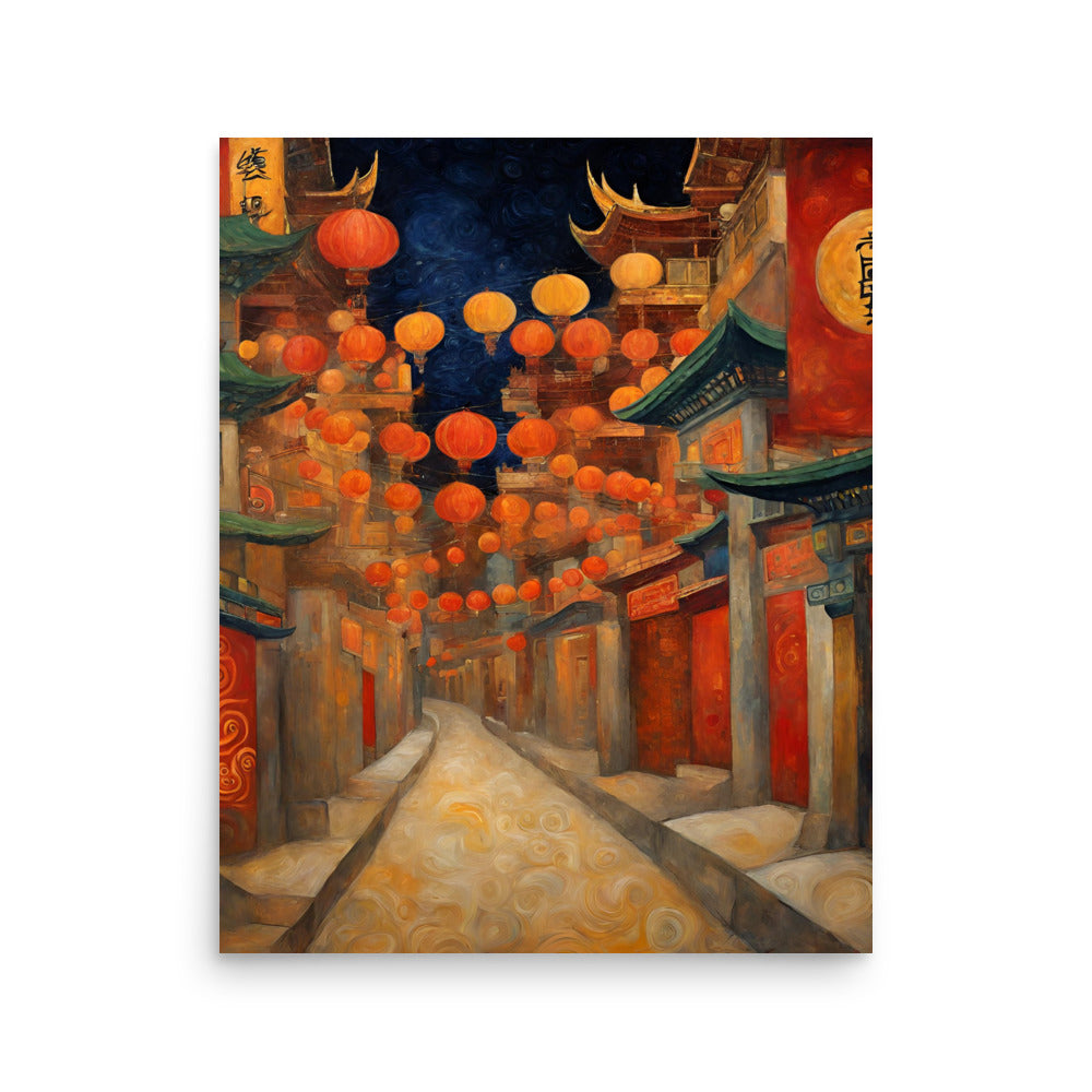 Lanterns at Night Poster