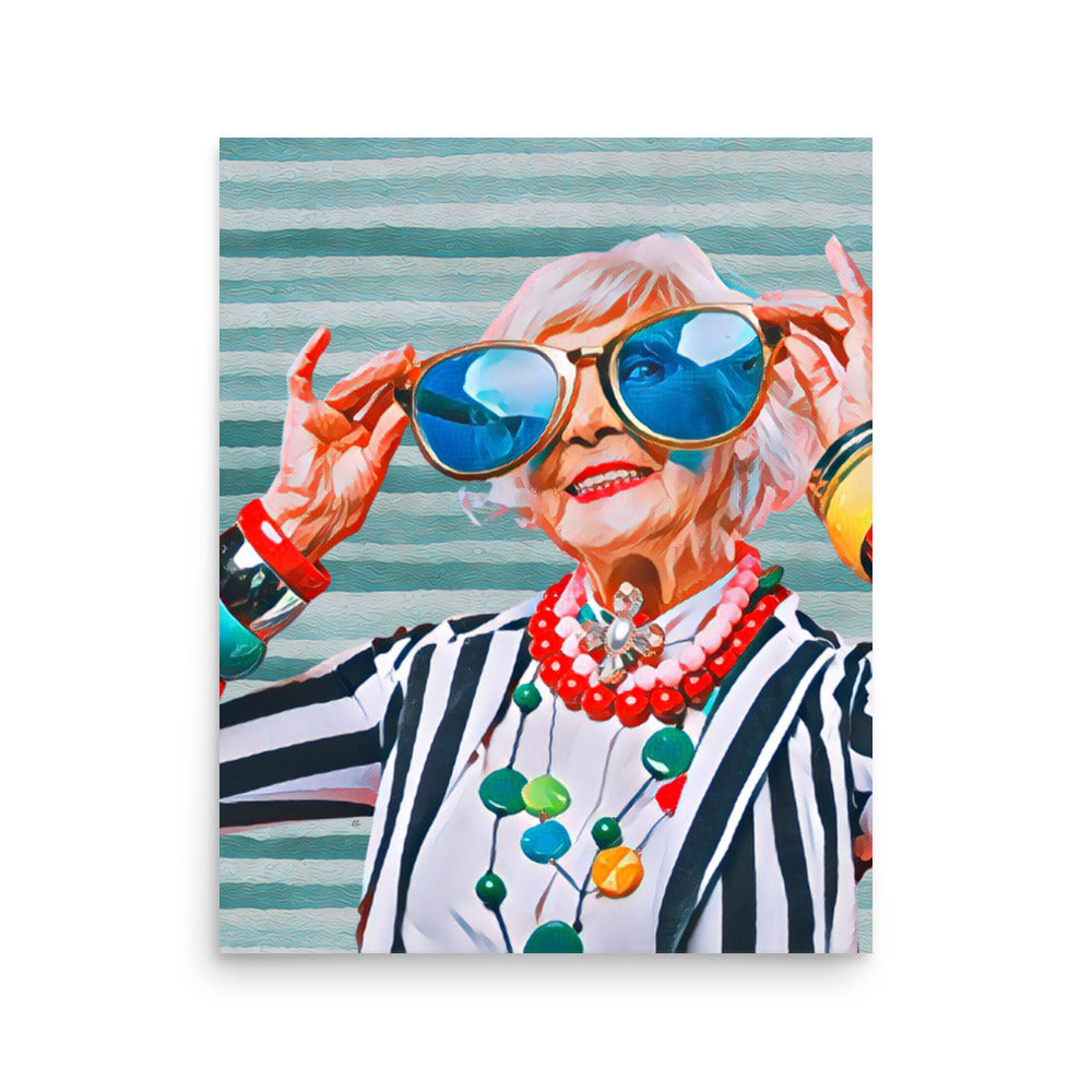 Bitsy Senior Woman in Oversized Sunglasses Art Poster