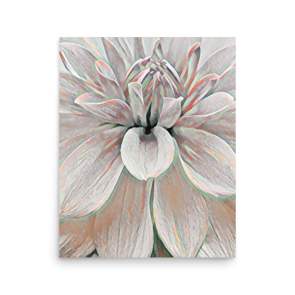 Dahlia Closeup Rose Gold Mint Floral Art Poster