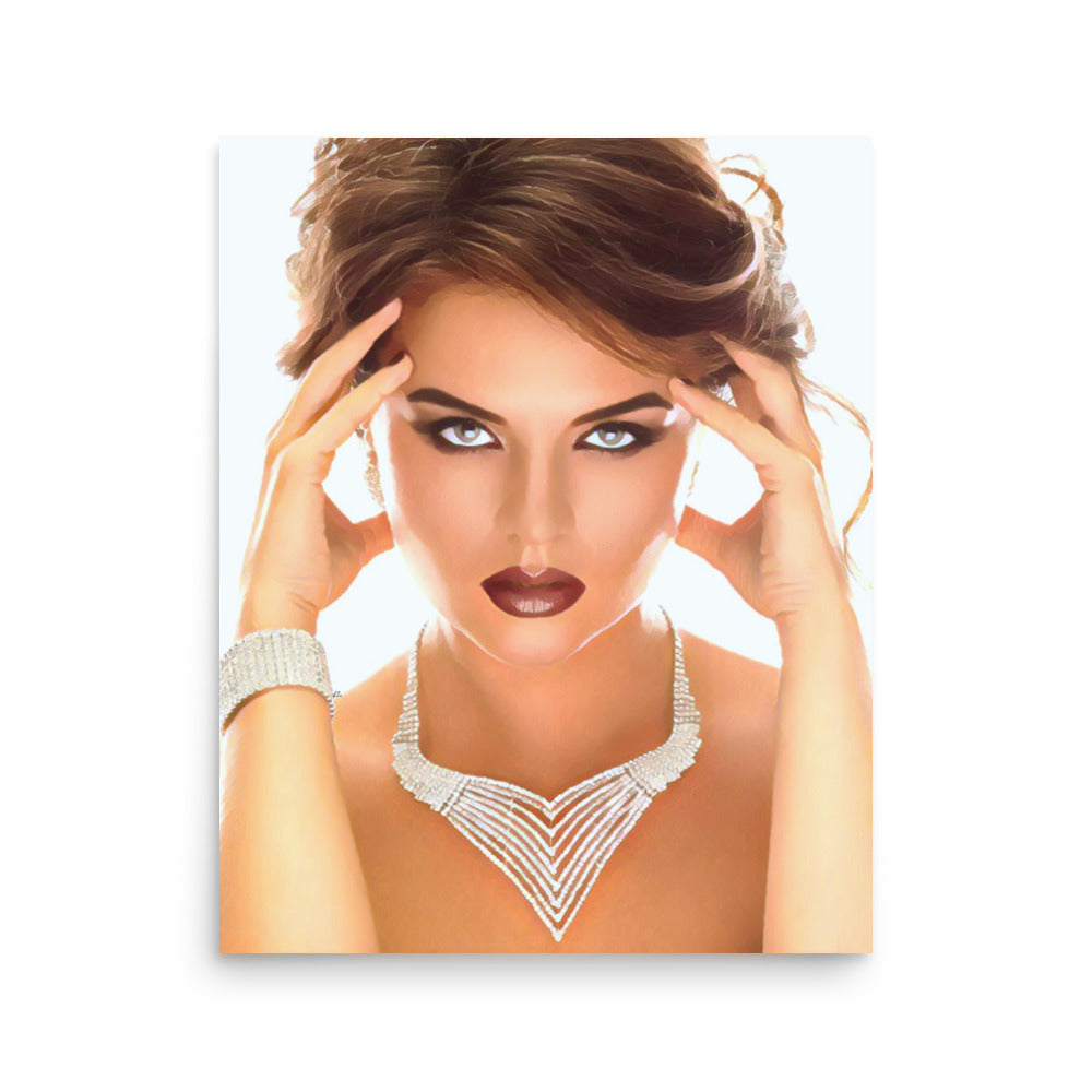 Gigi Woman in Diamonds Holding Head Art Poster