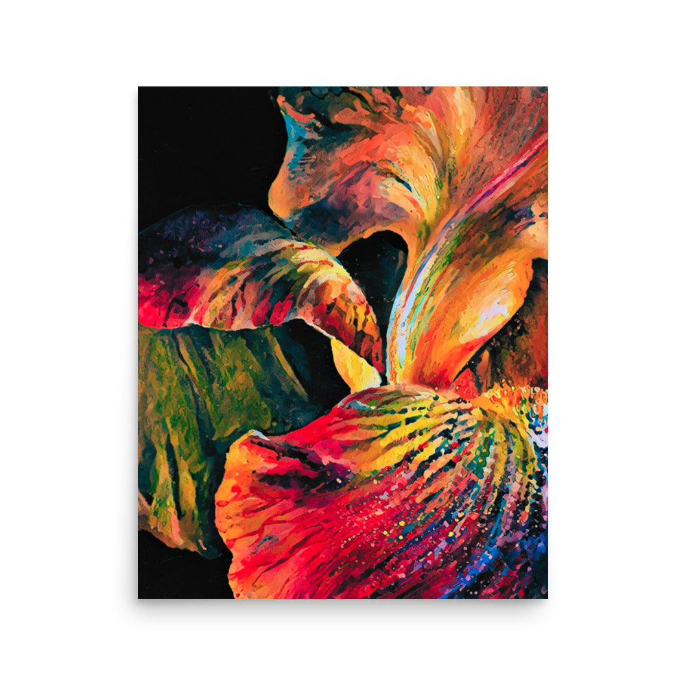 Iris Night Floral Abstract Art Poster