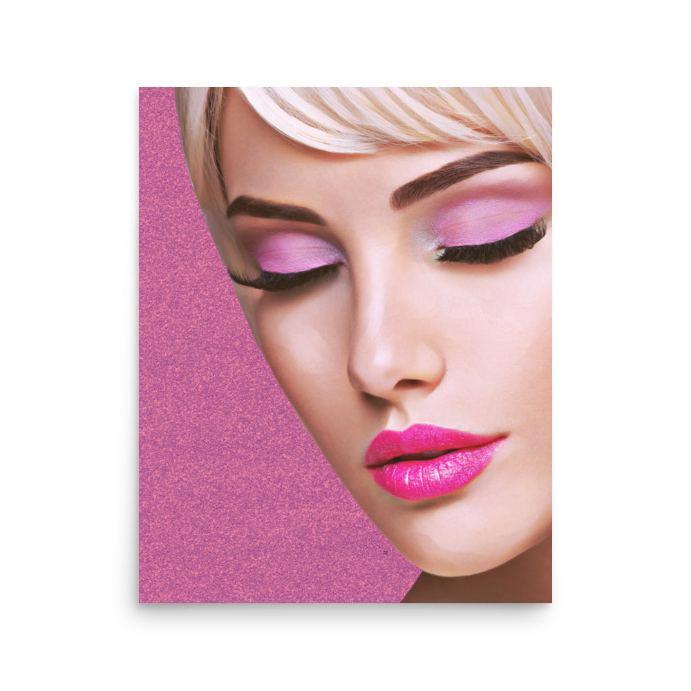 Kimber Blonde Woman with Pink Eye Shadow & Lipstick Art Poster