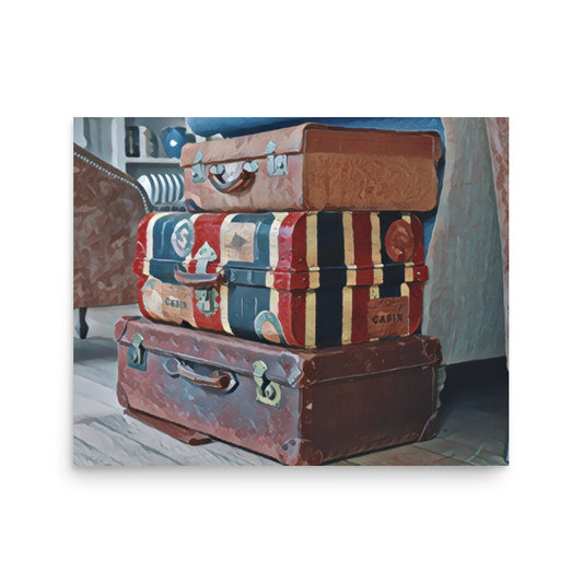 Traveling Vintage Suitcases Poster