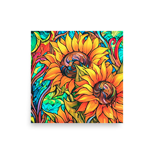 Sway Bright Abstract Sunflowers Poster