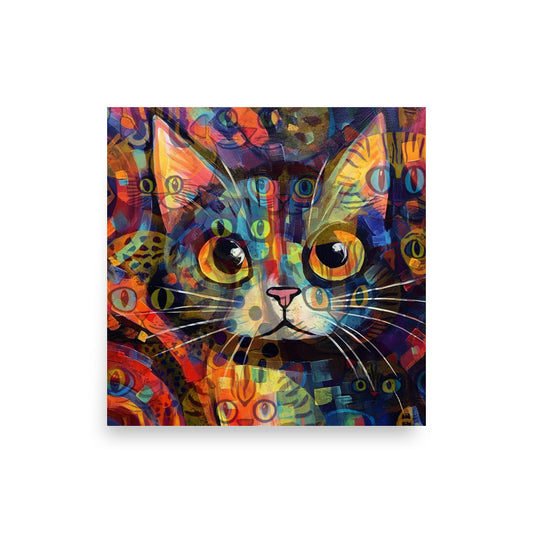 Cat Thoughts Maximalist Abstract Art Poster