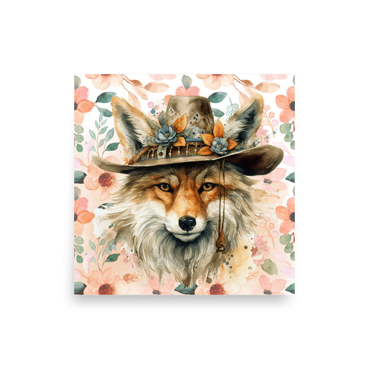 Dash Bohemian Fox in Hat Art Poster