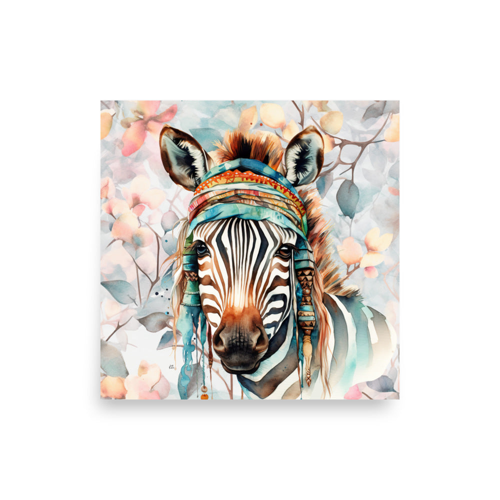 Gareth Boho Zebra Art Poster