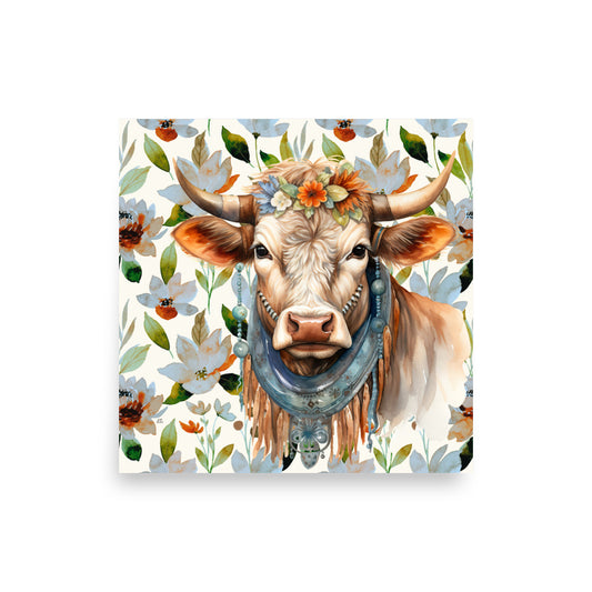 Jessa Bohemian Cow Art Poster