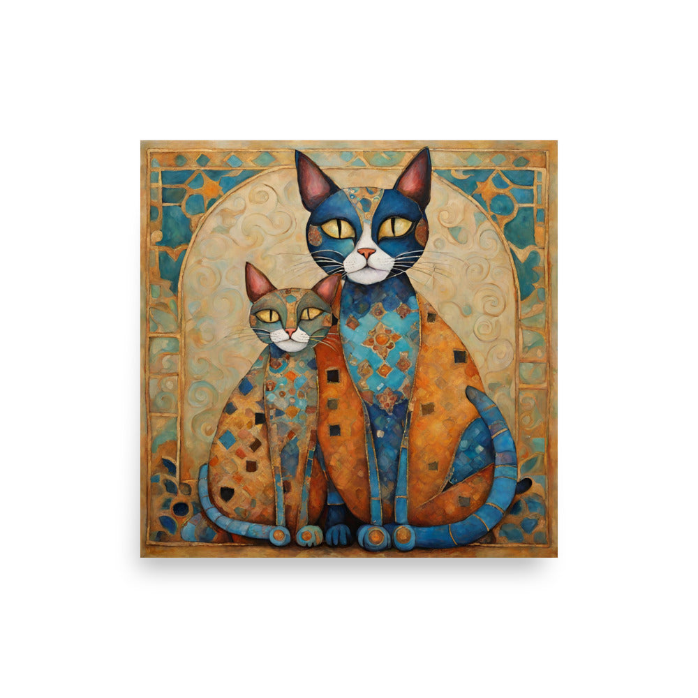 Cats in Turquoise Poster