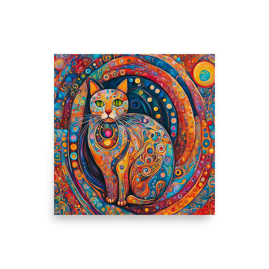 Groovy Cat Maximalist Art Poster