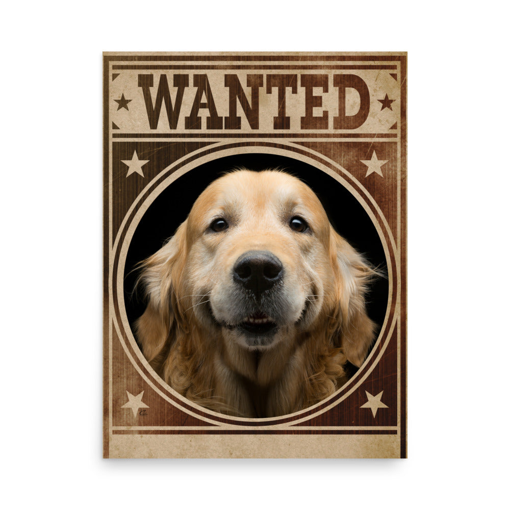 Golden Retriever Mug Shot Wanted Poster