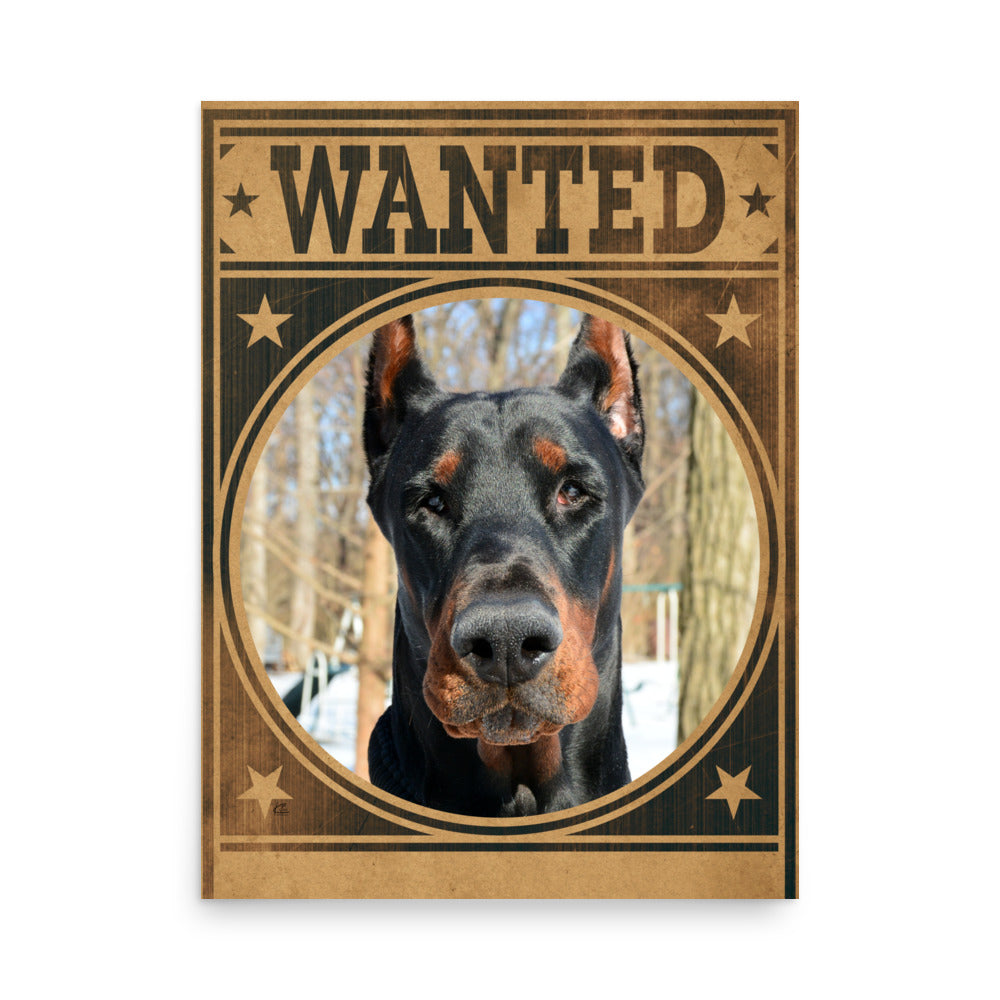 Doberman Pinscher Mug Shot Wanted Poster