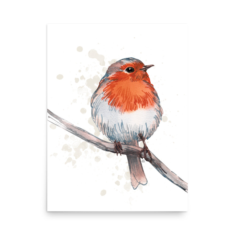 Watercolor Bird on Limb Poster