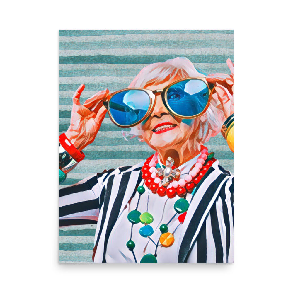 Bitsy Senior Woman in Oversized Sunglasses Art Poster