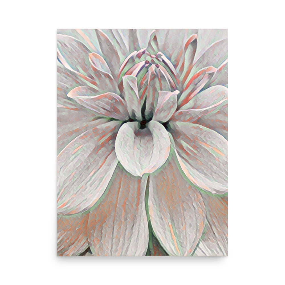 Dahlia Closeup Rose Gold Mint Floral Art Poster