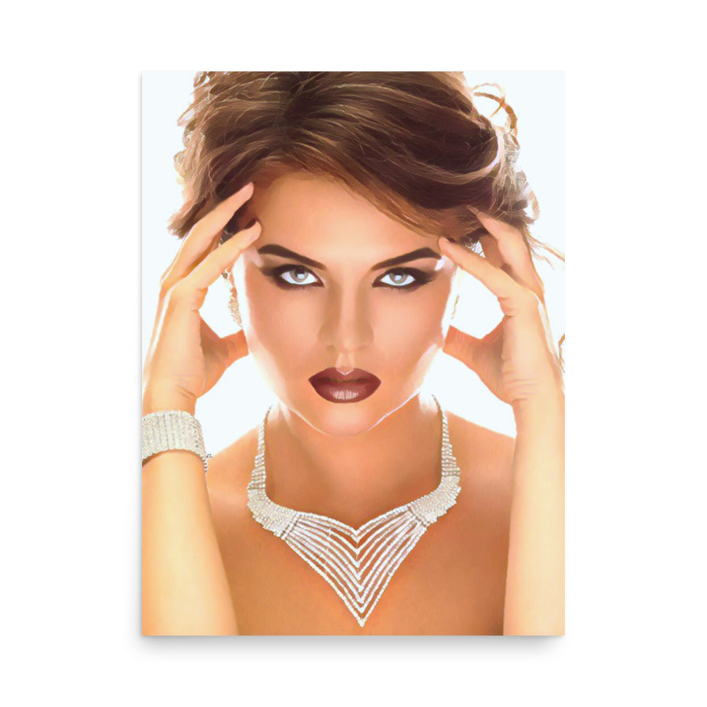 Gigi Woman in Diamonds Holding Head Art Poster