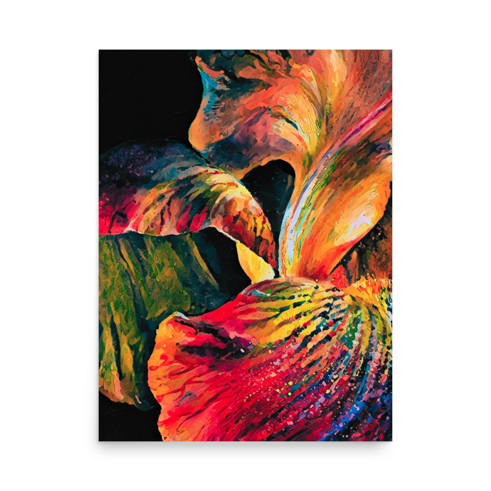 Iris Night Floral Abstract Art Poster