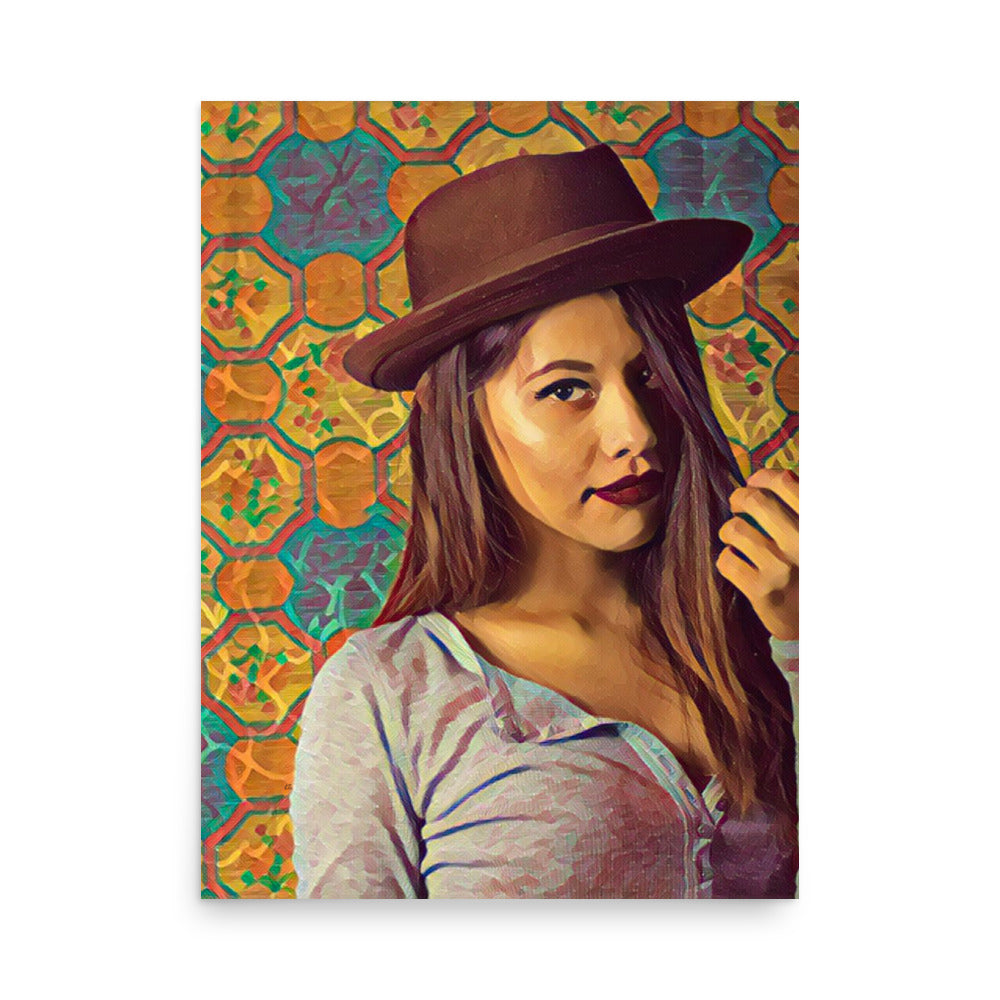 Louisa Latino Woman in Brown Hat Art Poster