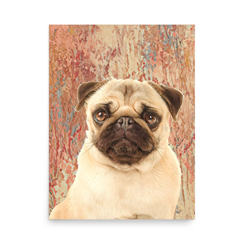 Mug Shot Blonde Pug Art Poster