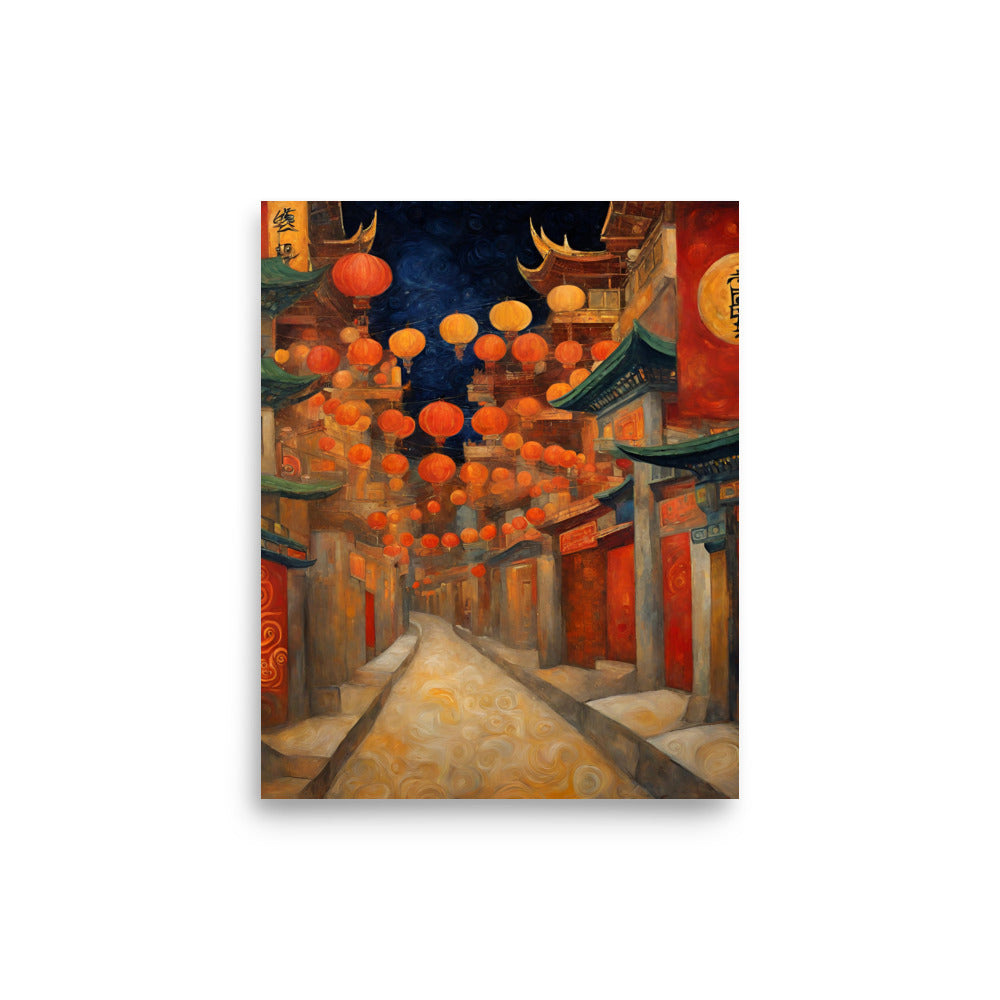 Lanterns at Night Poster