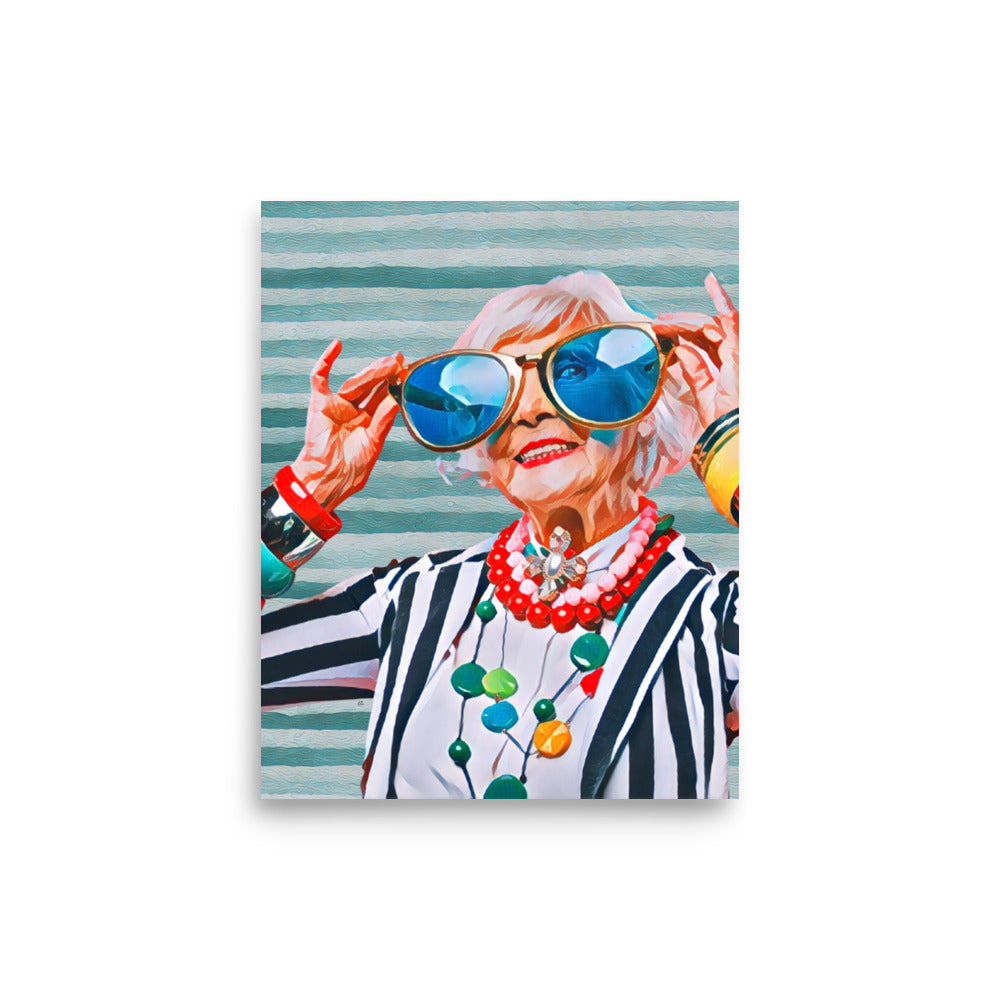 Bitsy Senior Woman in Oversized Sunglasses Art Poster