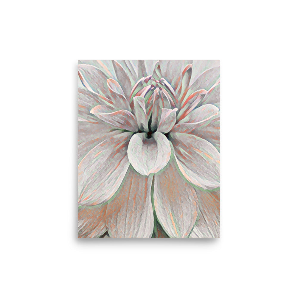 Dahlia Closeup Rose Gold Mint Floral Art Poster