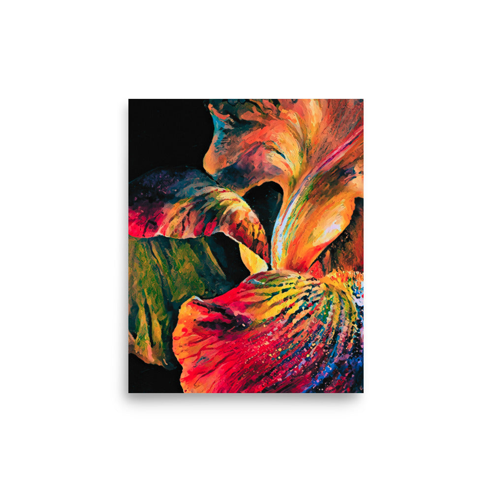 Iris Night Floral Abstract Art Poster