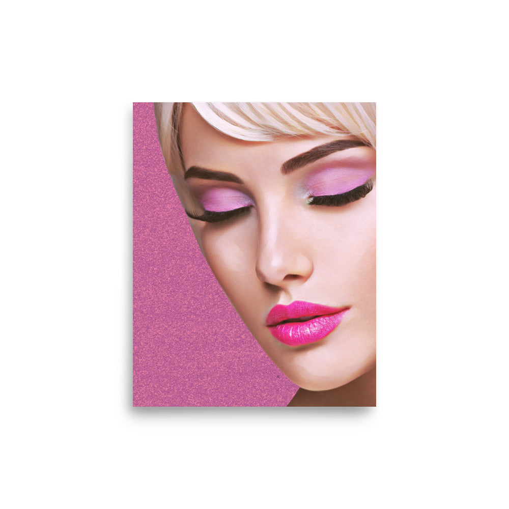 Kimber Blonde Woman with Pink Eye Shadow & Lipstick Art Poster