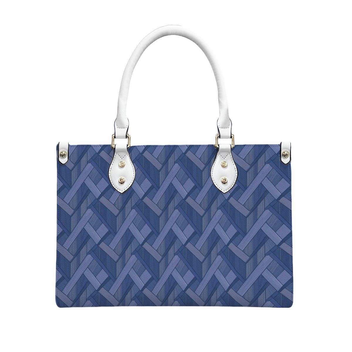 Blue Geometric Women's PU Leather Shoulder Handbag