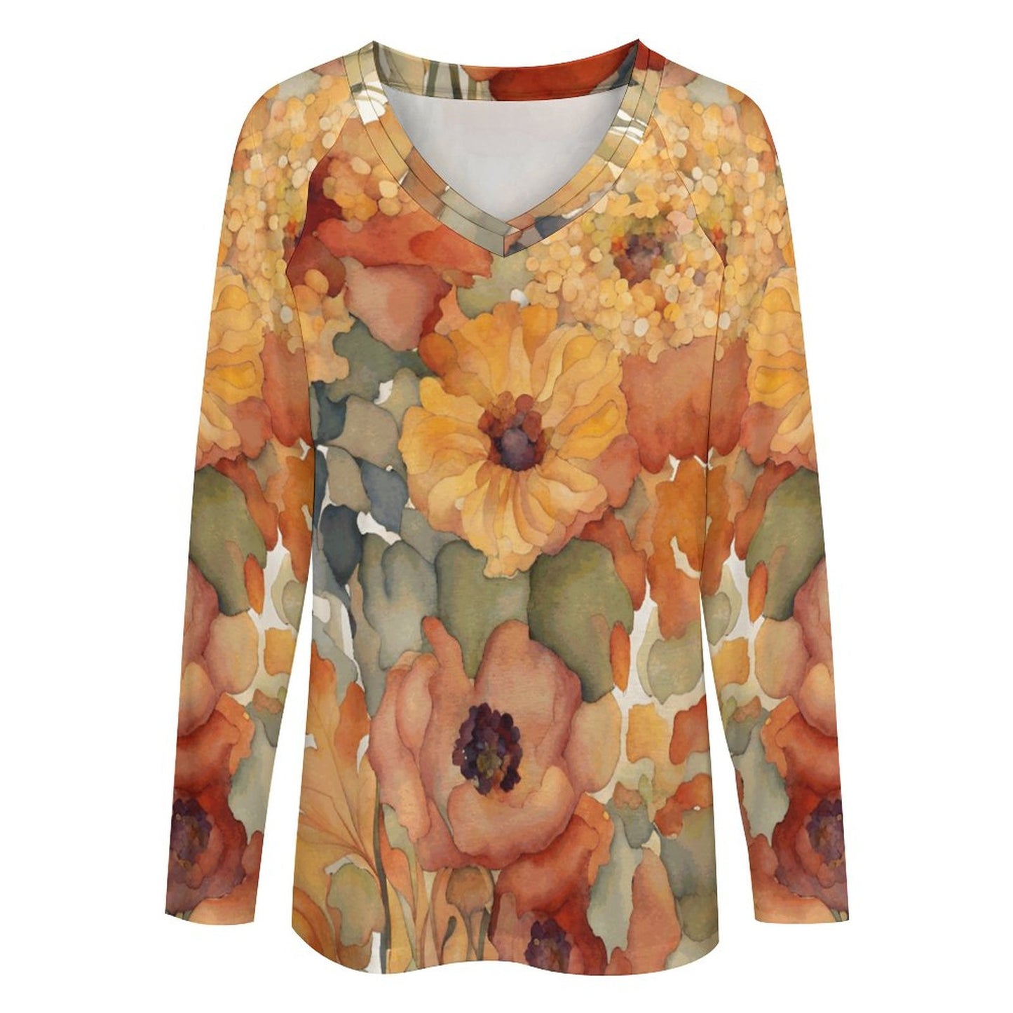 Amber V-neck Loose Long Sleeve T-shirt