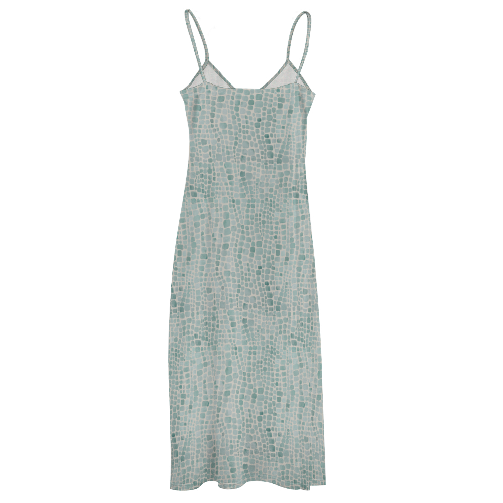 Pastel Crocked Women's Summer Fashion Maxi Slip Dress