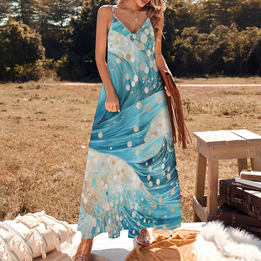 Waves Women's Summer Fashion Maxi Slip Dress