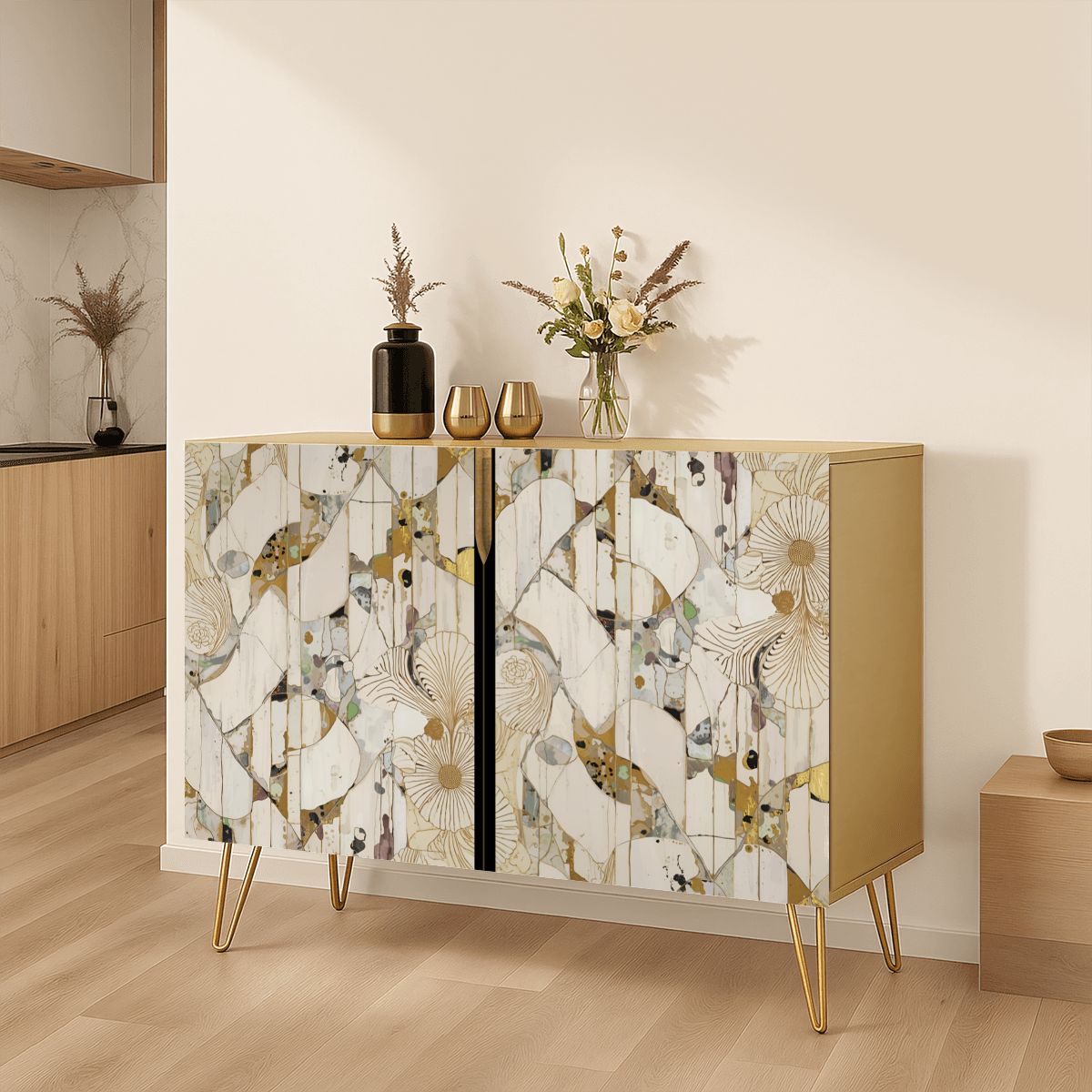 Modern Abstract Wooden Storage Cabinet (Made in USA)