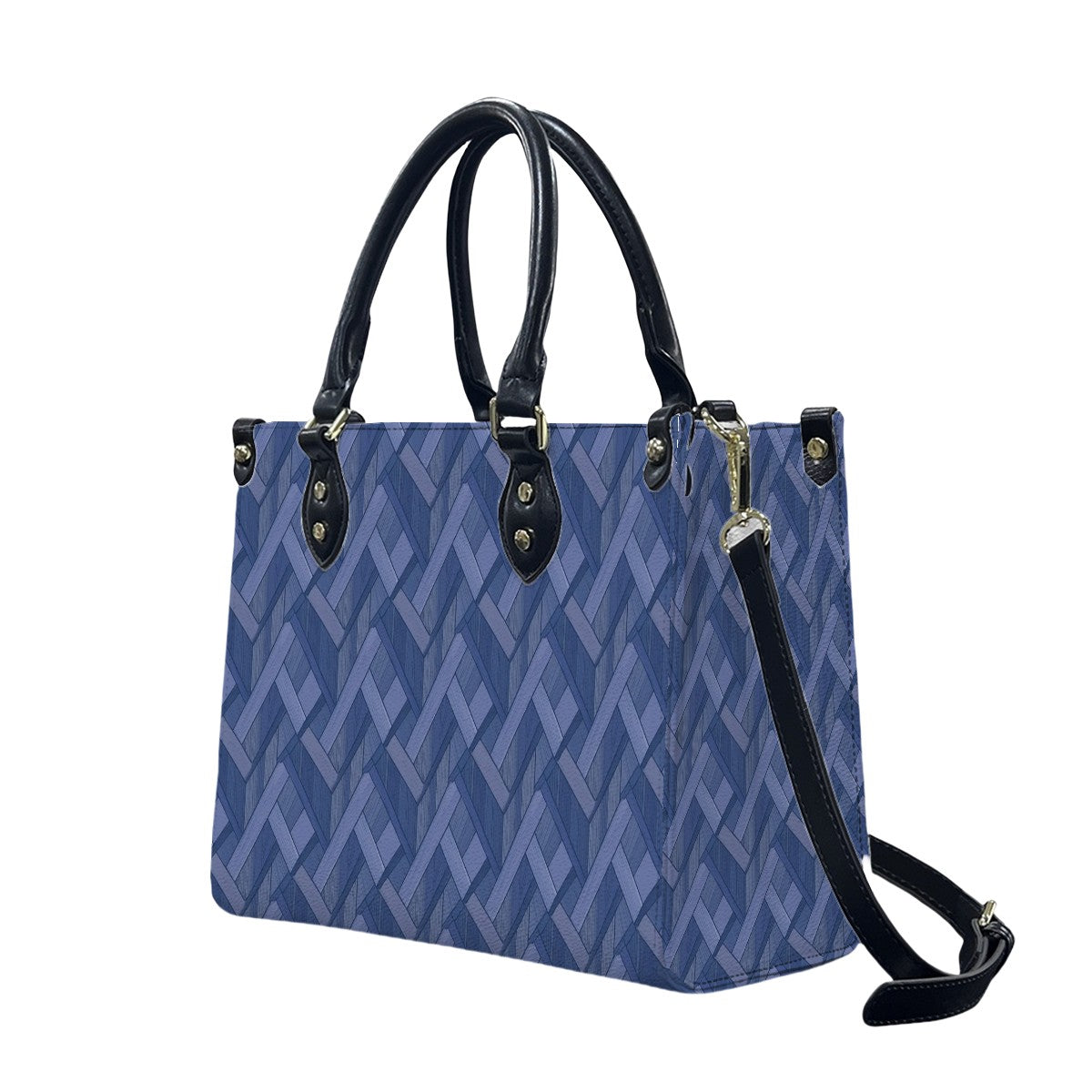Blue Geometric Women's PU Leather Shoulder Handbag