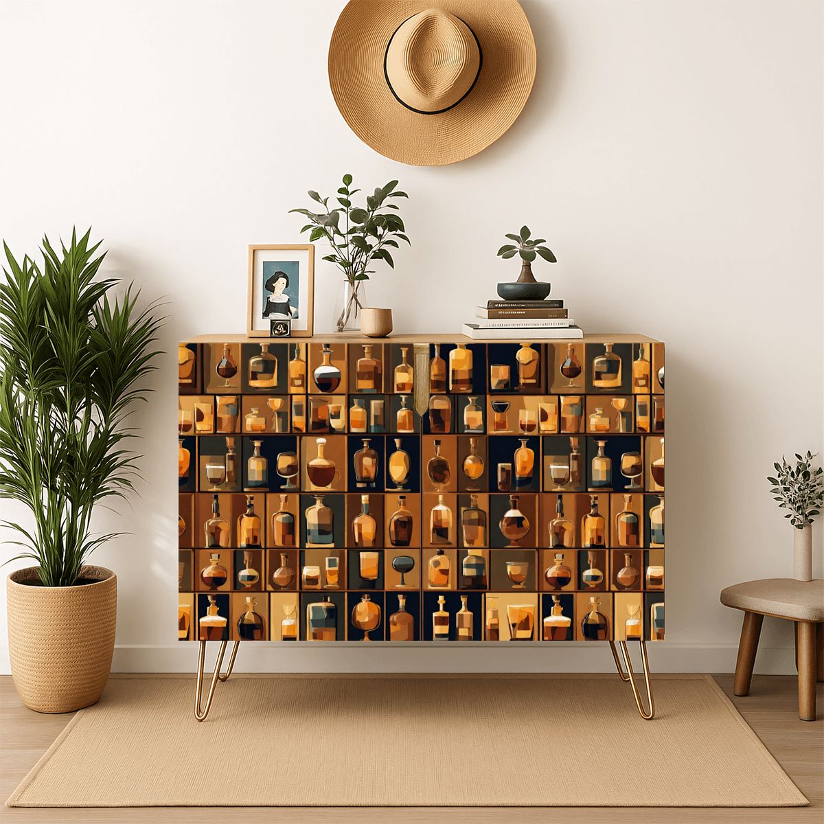 Bar Art Wooden Storage Cabinet (Made in USA)